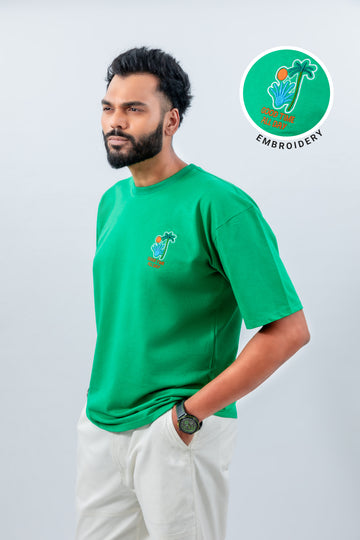 Palm tree embroidery over size tshirt