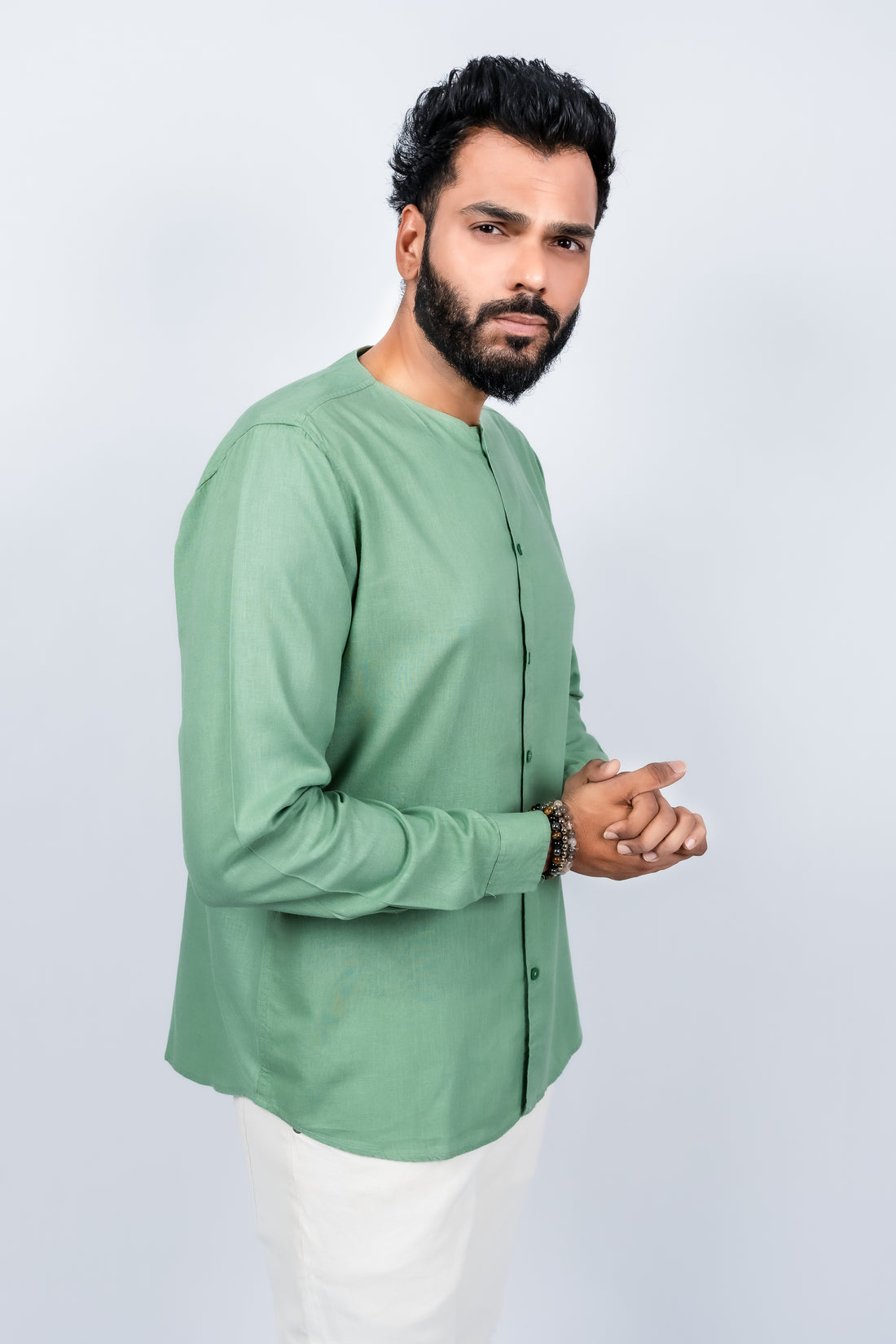 Men's premium cotton linen liberal fit casual shirt