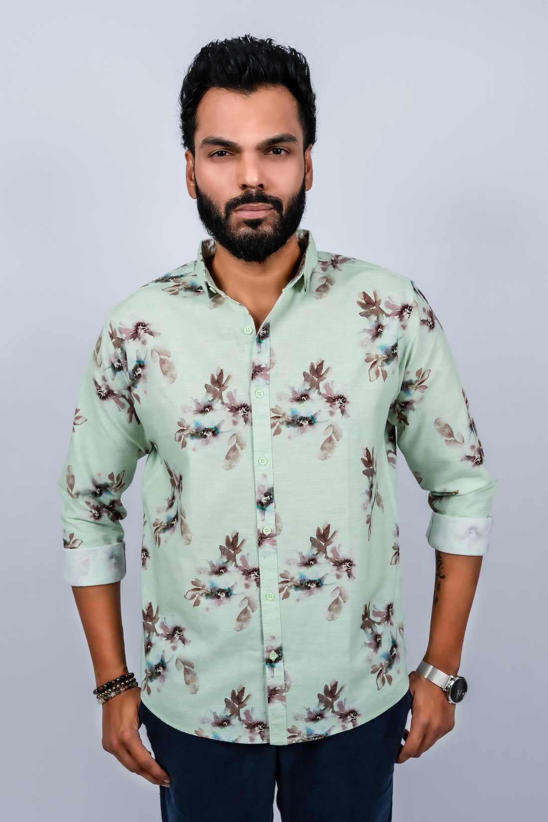 Men's premium floral print soft collar casual shirt