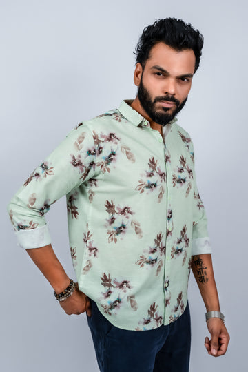 Men's premium floral print soft collar casual shirt