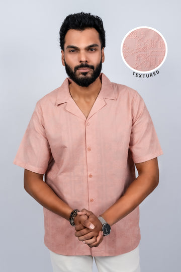 Men's cuban collar embroidered oversized casual shirt