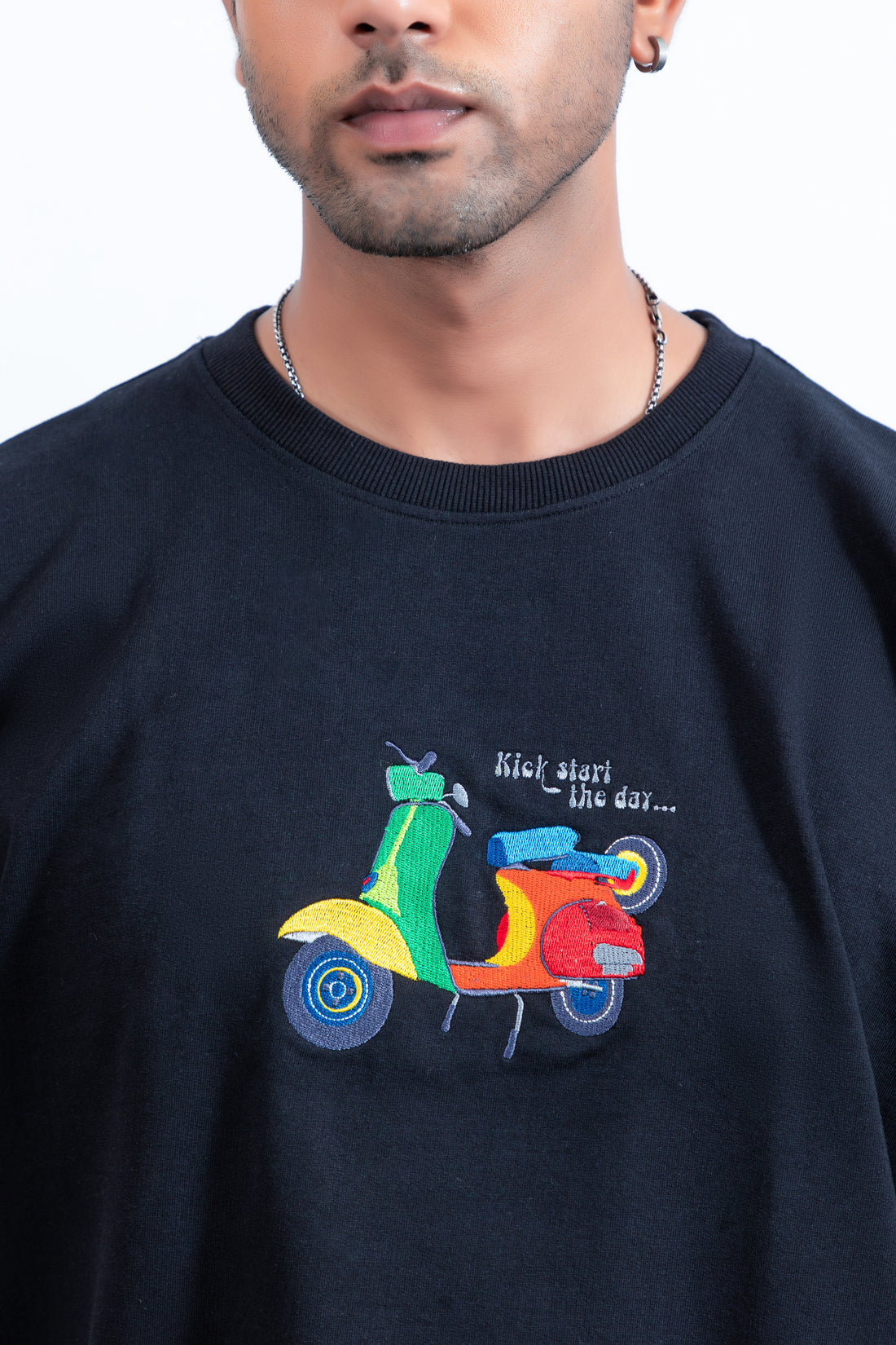Colourful embroidery scooter oversize T-shirts