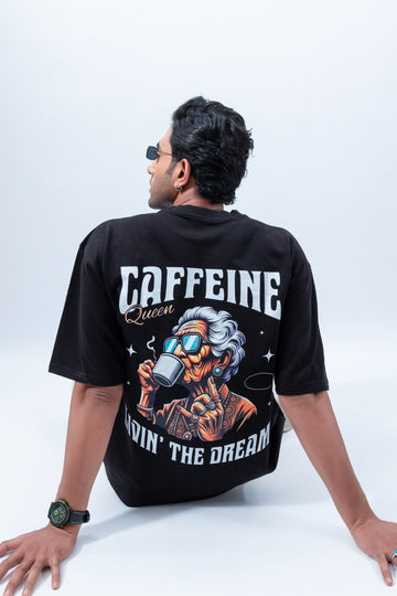 High on caffeine printed oversized men's t shirt